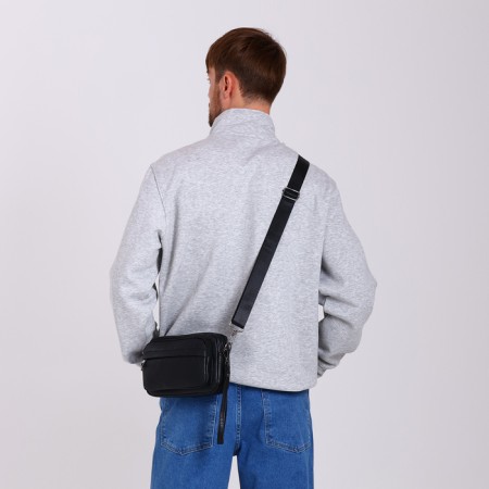 Male bag over the shoulder, artificial leather, black color-5