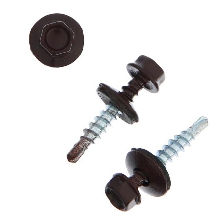 Self-cuts roof tundra krep with a drill 4.8x28 mm, dark brown 300 pcs.