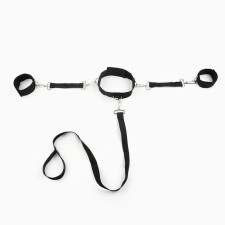 Set of BDSM Oka Chopka, collar with hands fixation, leash, sling, black