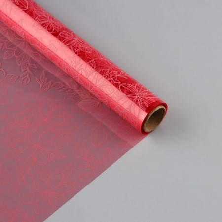 Flower film Packing Glossy Transparent "Flowers", Pink, 0.6 x 10 m