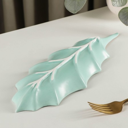 Ceramic serving "leaf", 30 × 10 cm, blue color-2