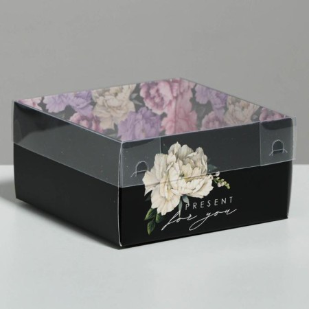 Corps for confectionery with PVC cover Present for You, 11.5 x 11.5 x 6 cm