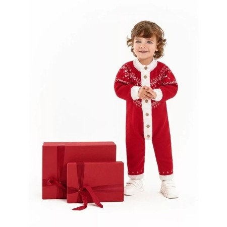 Knitting overalls, children's pure love Christmas Snow, height 62 cm, red color-2