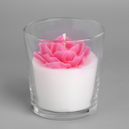 Candle in a glass "Pion", with decor-1