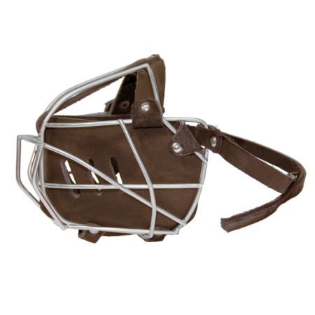Muzzle for the boxer "Zoonik", leather, metal, DN 11.5 cm, ohm 44 cm, mix of flowers
