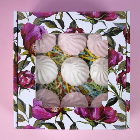 Self -charged box, with a window, "watercolor flowers", 19 x 19 x 9 cm-4