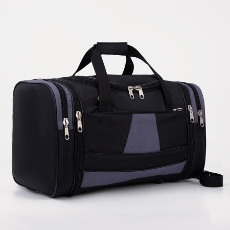 Board Road on a zipper, with an increase, 3 outer pockets, a long belt, black/gray color