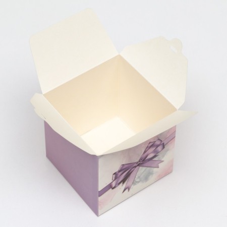 The box is folding, square pillow, "purple bow" 10 x 10 x 10 cm,-2