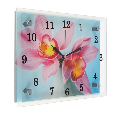 Carty clock is wall-mounted, interior "flowers in a vase", silent, 25 x 20 cm-1