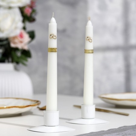 Set of wedding candles "engagement rings", white, parental