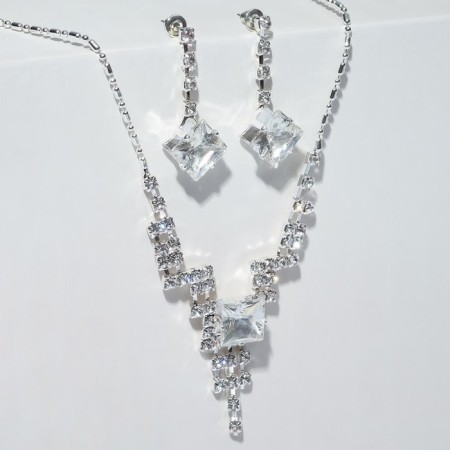 Set 2 objects: earrings, necklace "Light flirting", rhombics, color mix, 45 cm-9