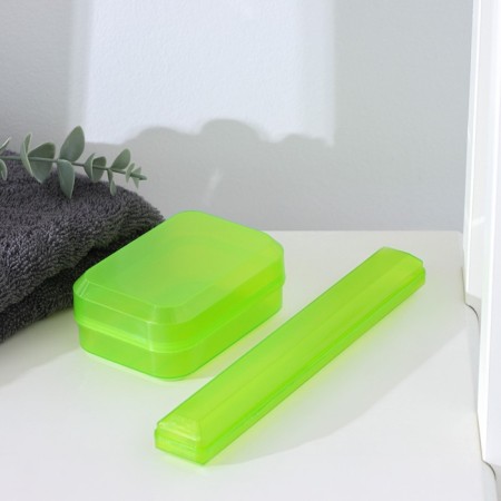 Road set, case for a toothbrush 19 cm, soap dish 10 × 6 × 3.5 cm, color mix-4