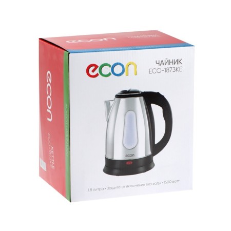 Electric kettle ECON ECO-1873 KE, 1,500 watts, stainless steel, 1.8 l, black-silver-7