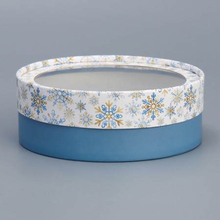 Box for Makarun Tubus with the Snowflake window, 16 x 16 x 5 cm, New Year-2