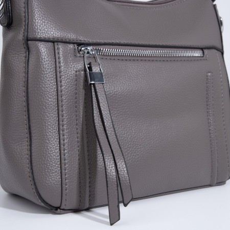 Cross-Bodi Bag with zipper, brown-gray color-3