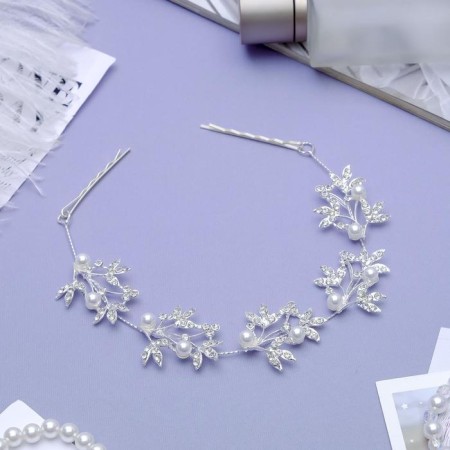 Hair accessory "Treasure of the Seas" (on invisible) branches, 27.5cm, silver