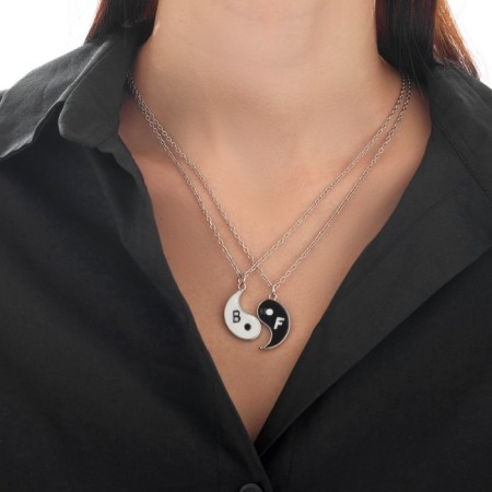 Kulons "Demetrons" Yin-Yang Harmony, black and white color in silver, 45 cm-3