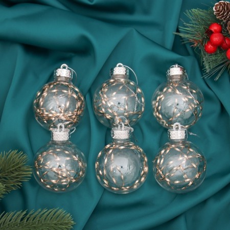 Set of balls plastic D-6 cm, 6 pcs "gotto" gold gold