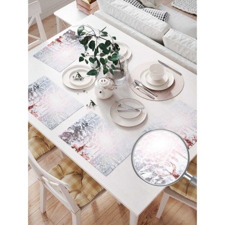 Set of napkins for setting the deer in the snow, rectangular, size 32x46 cm, 4 pcs-1