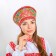 Kokoshnik "Red and Blue Flowers", on red