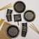 Set of dishes "Happy Birthday", confetti, black and gold