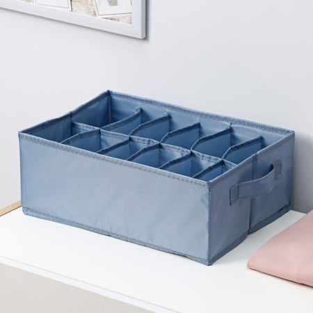 Organizer for storing linen "Comfort", 12 departments, 35 × 24 × 13 cm, gray-blue color