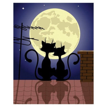 Pillow Roller “Cats on the roof look at the moon, decorative, size 16x45 cm-1