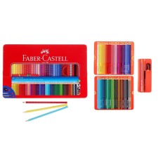 FABER-CASTELL GRIP 2001 Color Padars 48 Flowers, three-sided with massage checkers, additionally: brush, sharpener, black pencil, in a metal pencil case