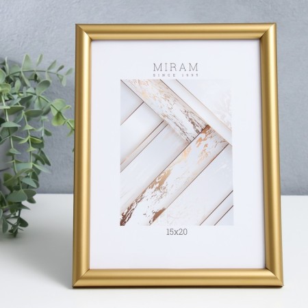 Photo frame Plastic "Mira" 15x20 cm gold (plastic screen)-1