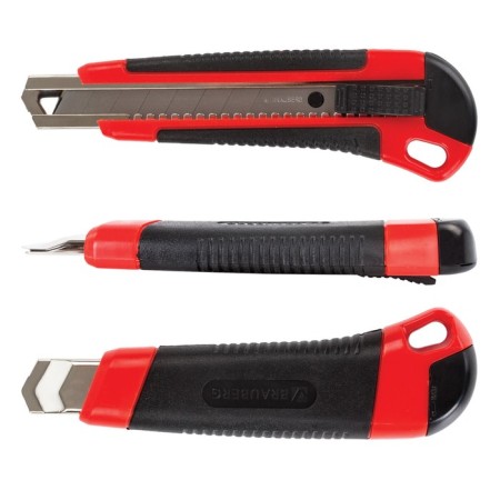 Universal Brauberg Universal knife, plastic case, autofixer, 3 blades, 18 mm-5