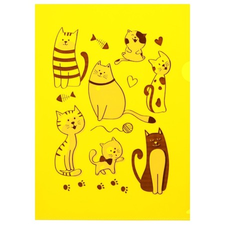 A set of A4, 180 μm folders, calligrata "cats", translucent, 6 pieces, with print, mix-4