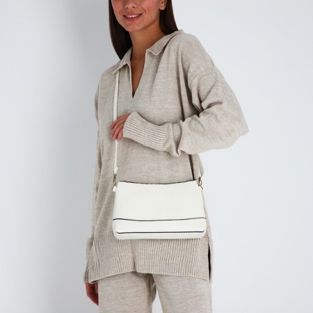 Bag Cross-Bodi with a zipper, white color-6