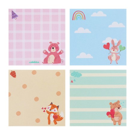 Block with a sticky edge 76*76mm 80l with a pattern of animals mix-1
