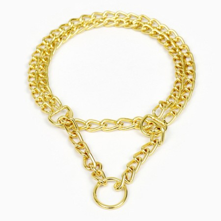 Collar - half -storage of two -rowing metal, 40 cm, wire thickness 2 mm, golden-2