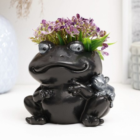 Figure Kashpo "Frogs" Black-Serebro, 9cm