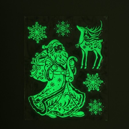 Stickers on the windows "New Year" Santa Claus, Deer, 27 x 18 cm-1