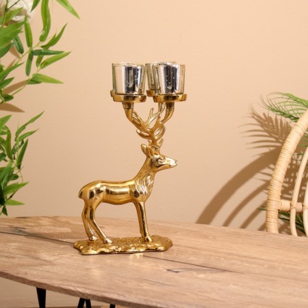 Summary for 4 candles "Deer" aluminum 18x20x35 cm-5
