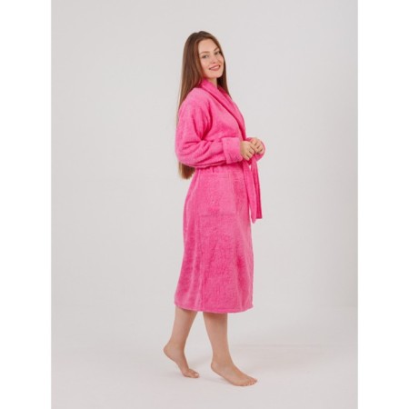 Women's bathrobe, with a shack, size 56-58, pink color-2