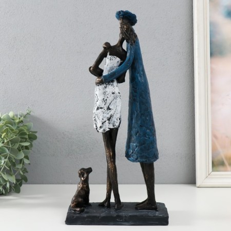 Souvenir Polystone "A couple on a walk with a dog" under metal 16.4x8x34.7 cm-3