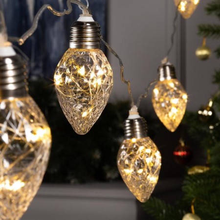 Garland “thread” 3 m with nozzles “bumps of cones”, ip20, transparent thread, 80 LED, glow warm white, 8 modes, 220 V