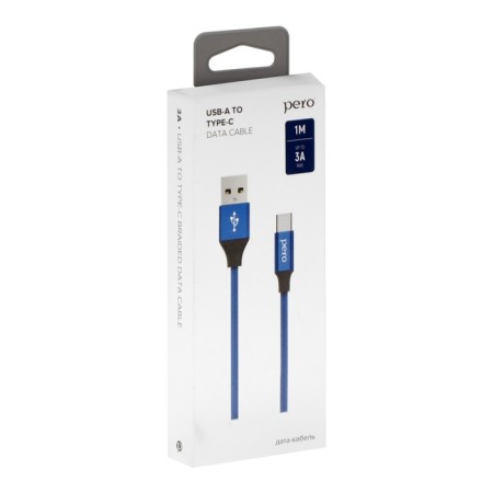 PERO DC-02, Type-C cable-USB, 3 A, 1 m, fabric braid, blue-6