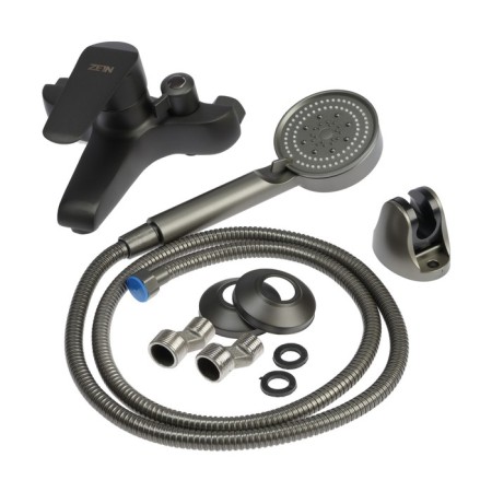 Bath mixer Zein Z3856, single -leaf, shower set, watering can 5 modes, graphite-11