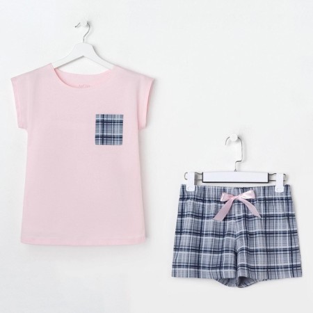 Pajama kaftan "cage" shorts, T -shirt, p. 40-42, pink/gray-6