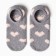 Women's socks shortened with non-slip soles, light gray color with hearts, size 36-39