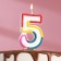 A candle for a cake with sparkles "Shiny rim", number "5", 7 cm