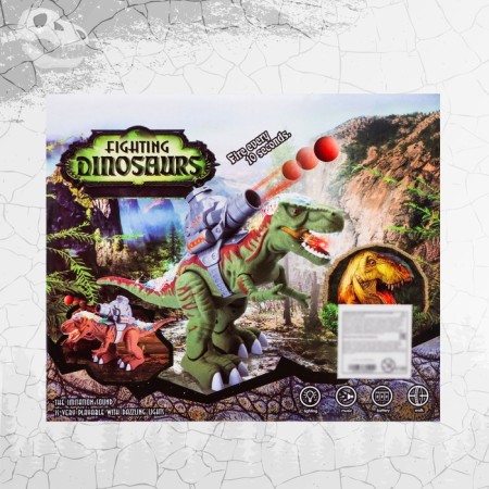Rex dinosaur, shoots balls, works from batteries, light and sound, brown color-6