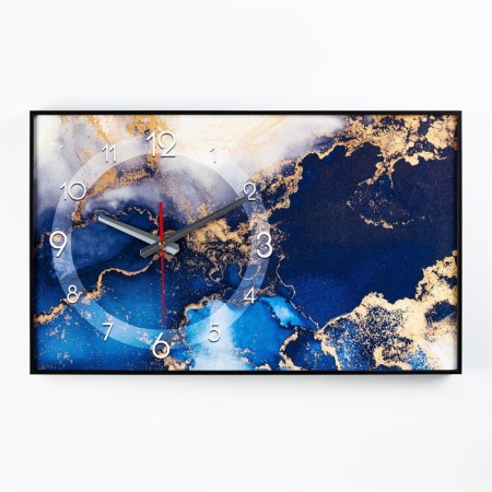 Carty clock is wall-mounted, interior "marble", smooth move, 57 x 35 x 4 cm