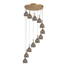 Suspension Indigo lamp, 11039/12p smoke. 12x40W, e27, 700x700x3695 mm, amber color