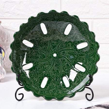Rishtan ceramics, 23 cm green fruit-1