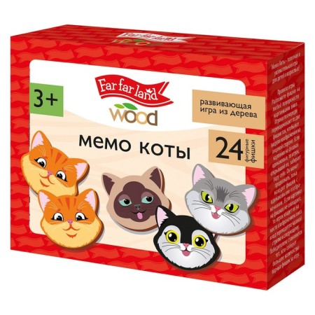 Game table memo "cats" Far form Land Wood (24 chips in a box)